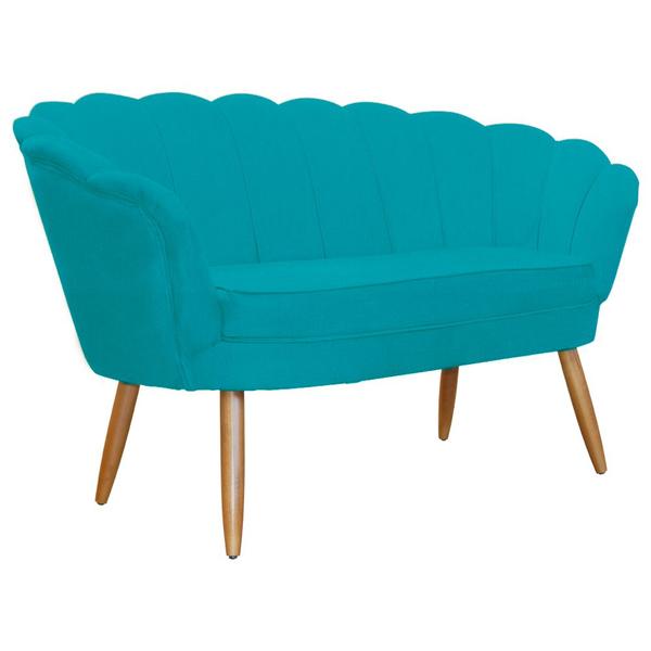 Imagem de Namoradeira Decorativa Estofada Para Salão de Beleza Pétala Suede Azul Turquesa - DL Decor