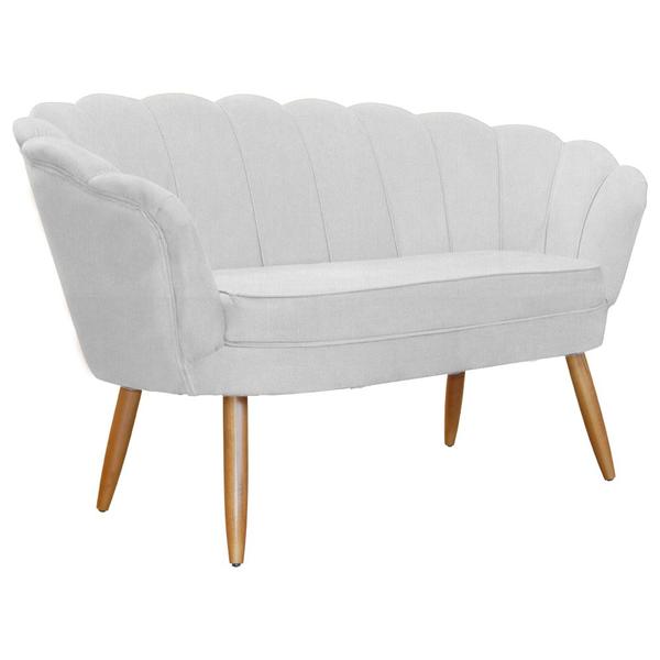 Imagem de Namoradeira Decorativa Estofada Para Salão de Beleza Pétala Suede Branco - DL Decor