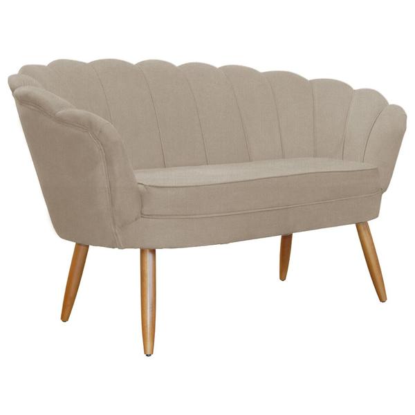 Imagem de Namoradeira Decorativa Estofada Para Salão de Beleza Pétala Suede Cappuccino - DL Decor