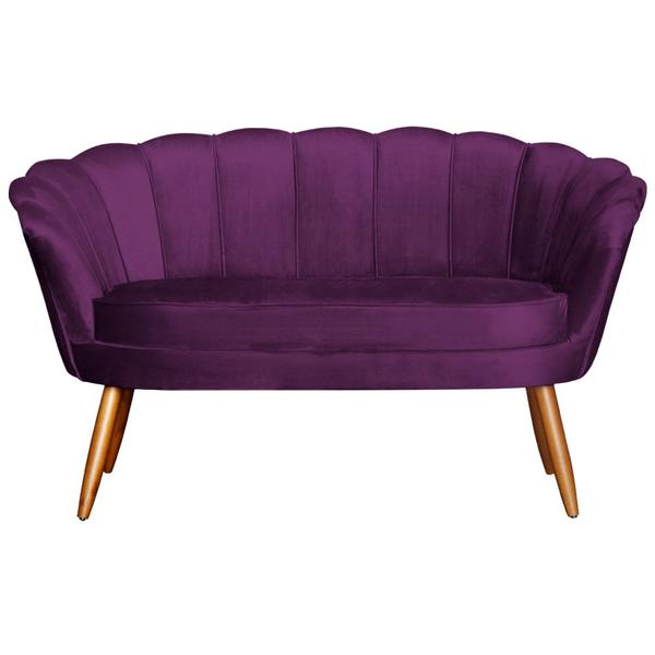 Imagem de Namoradeira Decorativa Estofada Para Salão de Beleza Pétala Veludo Roxo - DL Decor