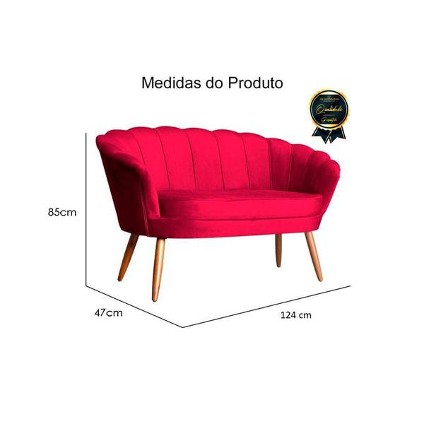 Imagem de Namoradeira Decorativa Estofada Para Salão de Beleza Pétala Veludo Vermelho - DL Decor