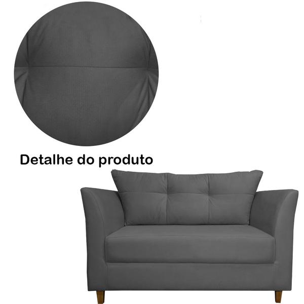 Imagem de Namoradeira Decorativa Isis Pés Trapézio Suede Cinza - DS Estofados