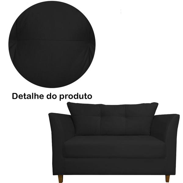 Imagem de Namoradeira Decorativa Isis Pés Trapézio Suede Preto - DS Estofados