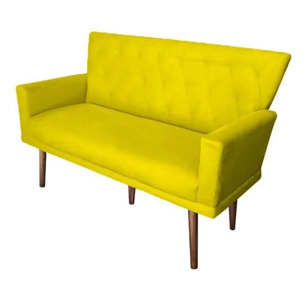 Imagem de Namoradeira Decorativa Julieta 1,20 M Pés Madeira Suede Amarelo