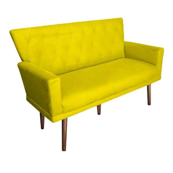 Imagem de Namoradeira Decorativa Julieta 1,20 M Pés Madeira Suede Amarelo