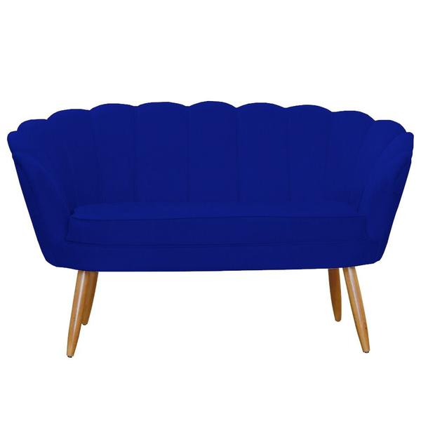 Imagem de Namoradeira Decorativa Pétala Sala de Estar Tecido Suede Azul Marinho Kimi Decor