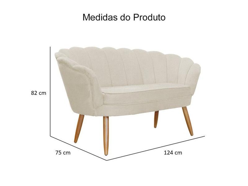 Imagem de Namoradeira Decorativa Pétala Suede Bege Pés Madeira Mz Decor