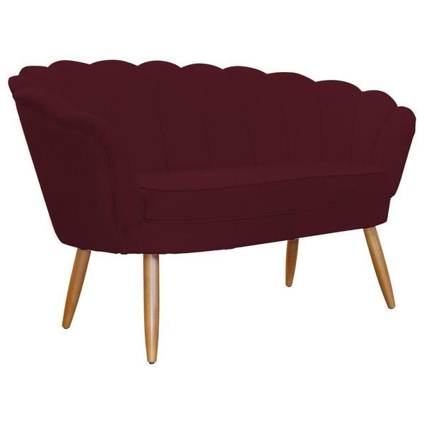 Imagem de Namoradeira Decorativa Pétala Suede Marsala Pés Madeira Mz Decor