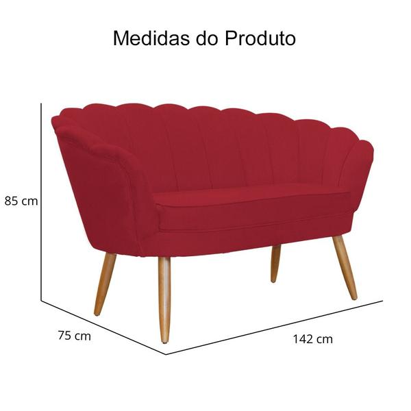 Imagem de Namoradeira Decorativa Pétala Suede Pés de Madeira - Ds Estofados