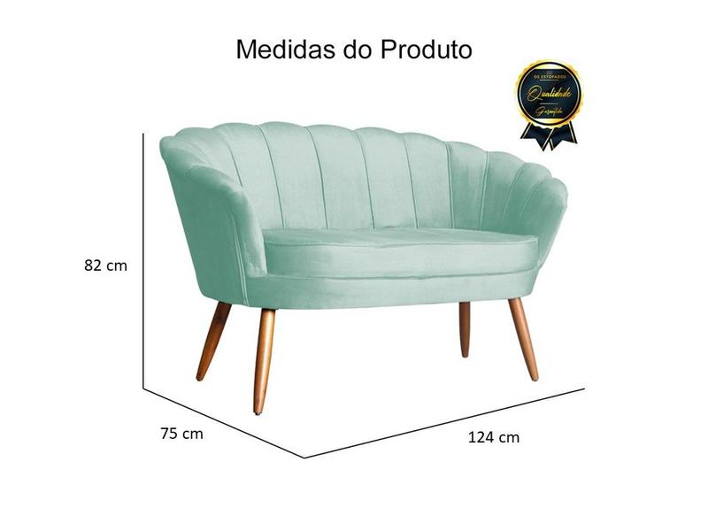 Imagem de Namoradeira Decorativa Pétala Veludo Acqua Pés Madeira Ms Decor