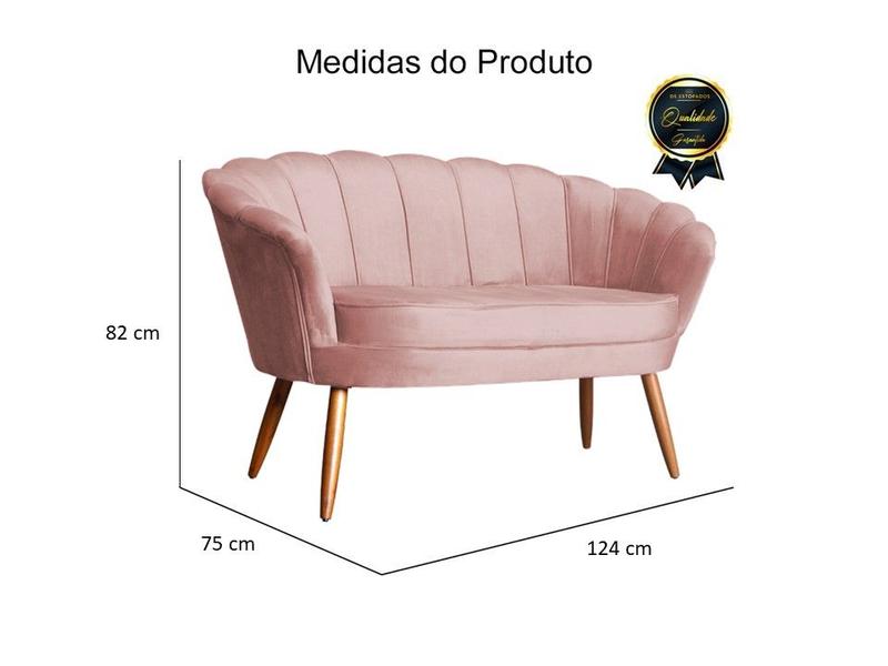 Imagem de Namoradeira Decorativa Pétala Veludo Rosa Pés Madeira Ms Decor