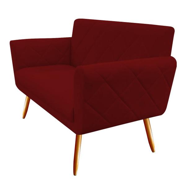 Imagem de Namoradeira Decorativa Sabrina Suede Marsala Pés Madeira Ms Decor