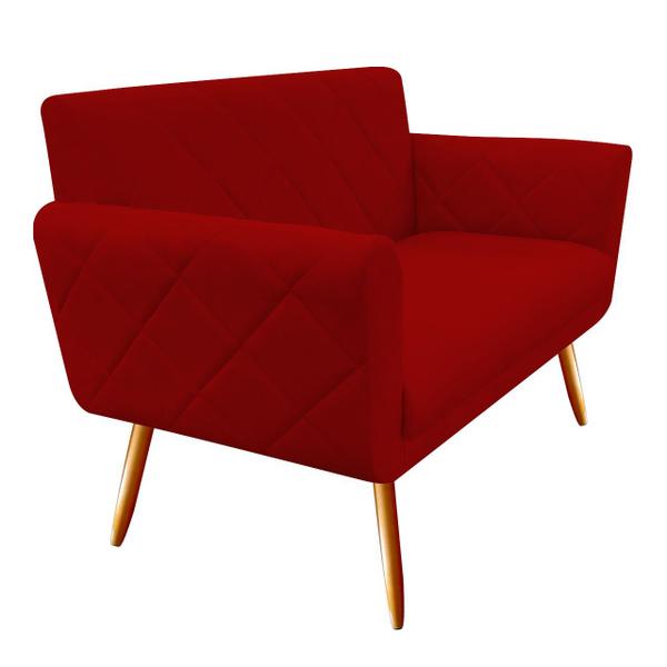 Imagem de Namoradeira Decorativa Sabrina Suede Vermelho Pés Madeira Mz Decor