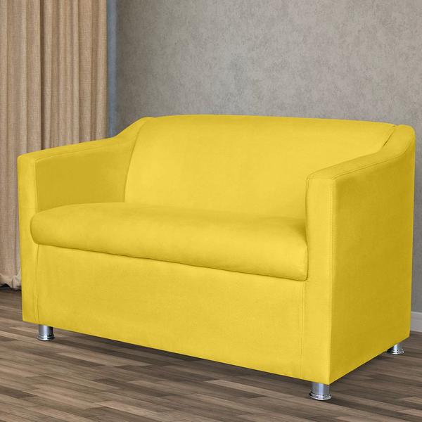 Imagem de Namoradeira Decorativa Tilla Pés Cromados Suede Amarelo - DS Estofados