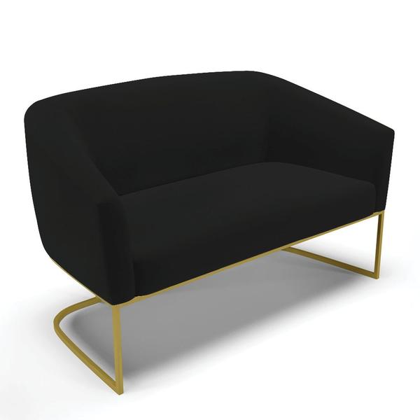 Imagem de Namoradeira e 2 Poltronas Base Industrial Dourado Stella Linho D03 - D'Rossi