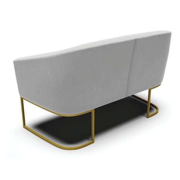 Imagem de Namoradeira E 2 Poltronas Base Industrial Dourado Stella Suede Cinza D03 - D'rossi