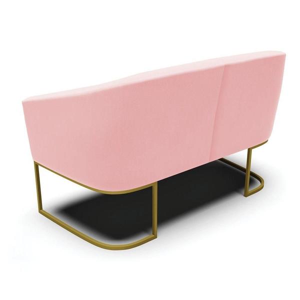 Imagem de Namoradeira E 2 Poltronas Base Industrial Dourado Stella Suede Rosa Bebê D03 - D'rossi