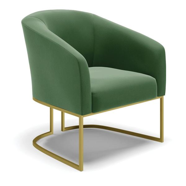 Imagem de Namoradeira e 2 Poltronas Base Industrial Dourado Stella Suede Verde D03 - D'Rossi