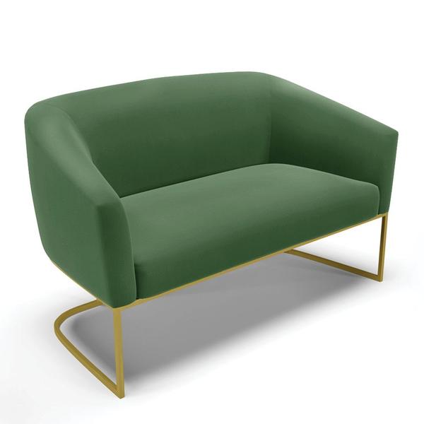 Imagem de Namoradeira e 2 Poltronas Base Industrial Dourado Stella Suede Verde D03 - D'Rossi