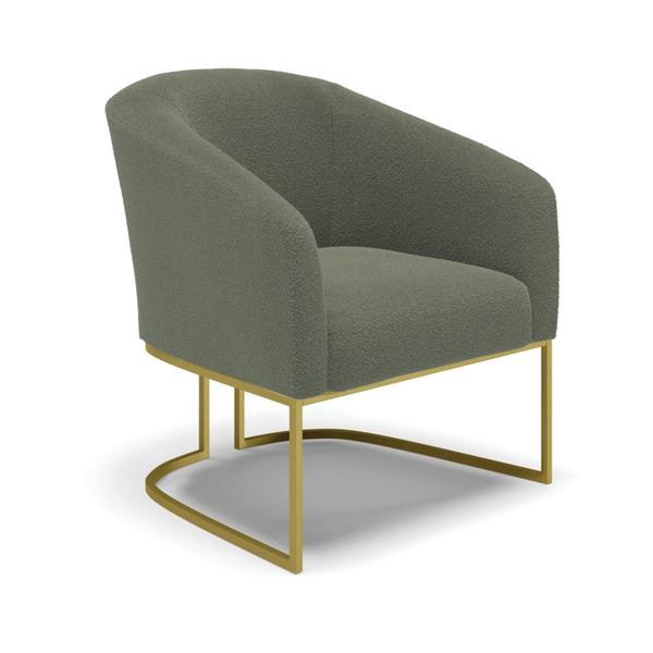 Imagem de Namoradeira e 2 Poltronas Industrial Dourado Stella Bouclê Verde Pistache D03 - D'Rossi