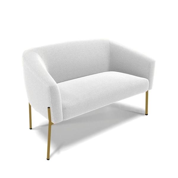 Imagem de Namoradeira E 2 Poltronas Pé Ferro Dourado Stella Bouclê D03 - D'rossi Cor Off White