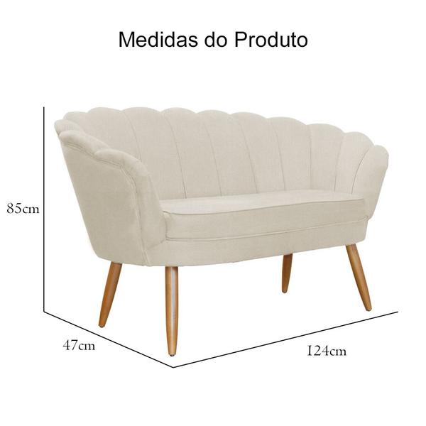 Imagem de Namoradeira Estofada 2 Lugares Para Sala Comercial Pétala Suede Bege - LM DECOR