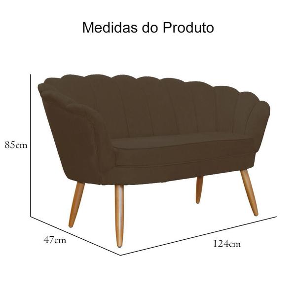 Imagem de Namoradeira Estofada 2 Lugares Para Sala Comercial Pétala Suede Marrom - LM DECOR