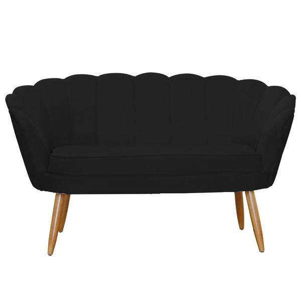 Imagem de Namoradeira Estofada 2 Lugares Para Sala Comercial Pétala Suede Preto - LM DECOR