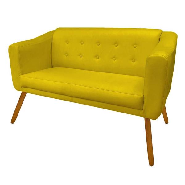 Imagem de Namoradeira Estofada Decorativa 02 Lugares Lavinia Corano Amarelo - DL Decor