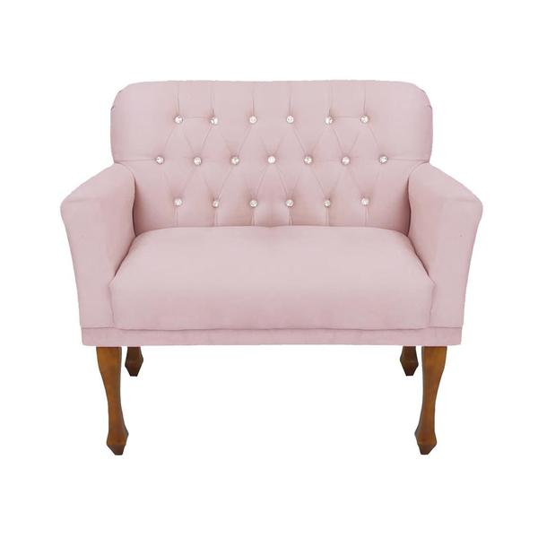 Imagem de Namoradeira Estofada Decorativa Botões de Strass Para Recepção Anitta Suede Rosa Bebe DL Decor