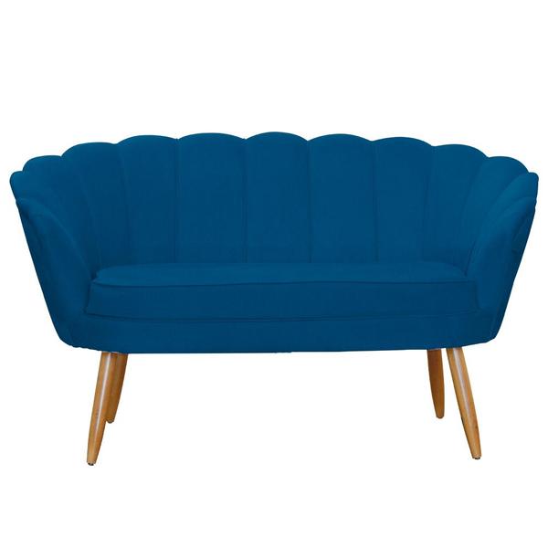 Imagem de Namoradeira Estofada Decorativa Para Recepção Pétala Suede Azul Royal - LM DECOR