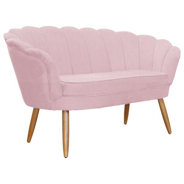 Imagem de Namoradeira Estofada Decorativa Para Recepção Pétala Suede Rosa Bebe - LM DECOR