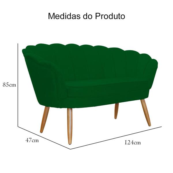 Imagem de Namoradeira Estofada Decorativa Para Recepção Pétala Suede Verde - DL Decor