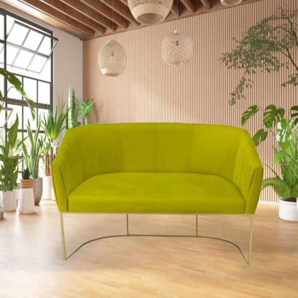 Imagem de Namoradeira Julia Base de Ferro Suede Amarelo - D'Classe Decor