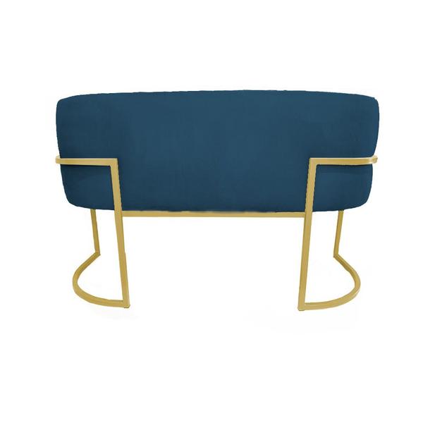 Imagem de Namoradeira Luana Base Metálica Dourada Suede Azul Royal - Vallisa Decor