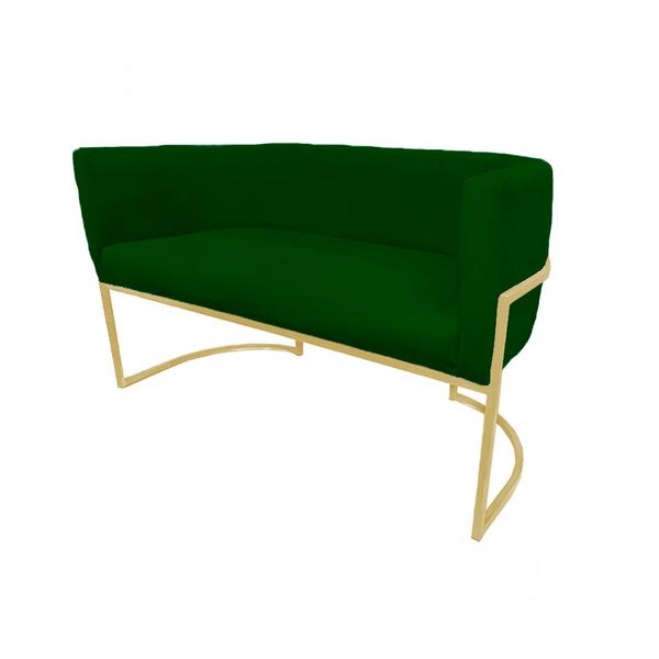 Imagem de Namoradeira Luana Base Metálica Dourada Suede Verde - Vallisa Decor