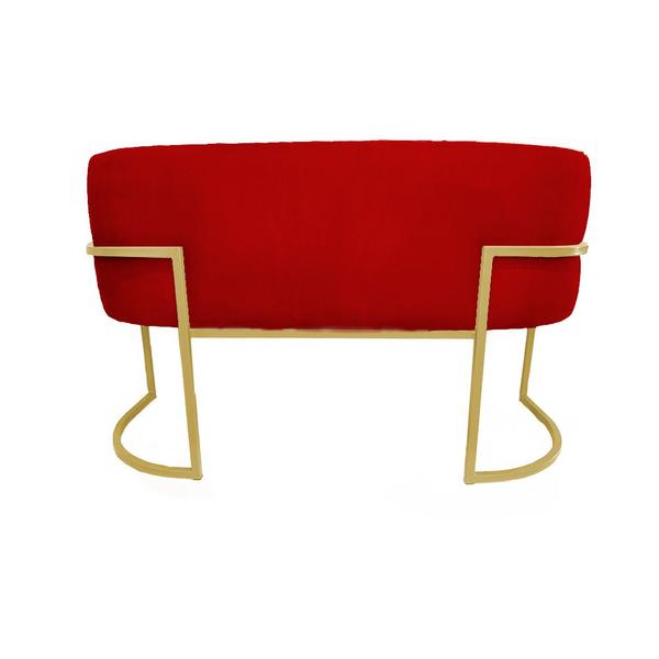 Imagem de Namoradeira Luana Base Metálica Dourada Suede Vermelho - Vallisa Decor