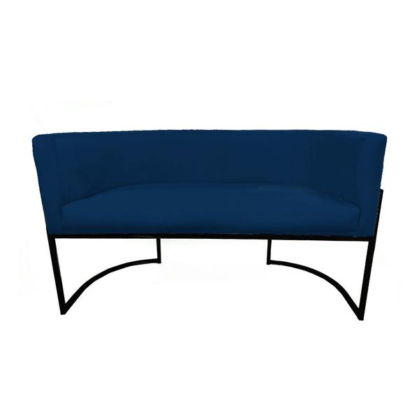 Imagem de Namoradeira Luana Base Metálica Preta Suede Azul Marinho - Belliv Decor