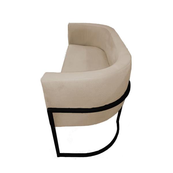 Imagem de Namoradeira Luana Base Metálica Preta Suede Cappuccino - Vallisa Decor