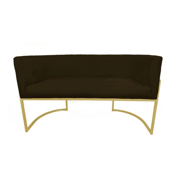 Imagem de Namoradeira Luana Suede Marrom  Base Metálica Dourada - Belliv Decor