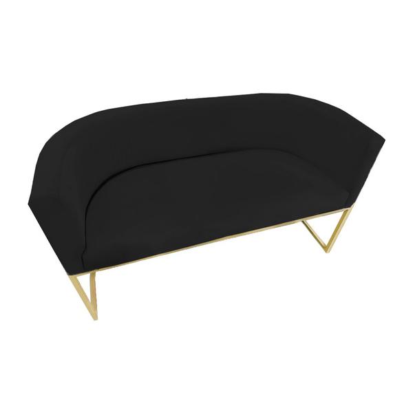 Imagem de Namoradeira Luana Suede Preto  Base Metálica Dourada - Belliv Decor