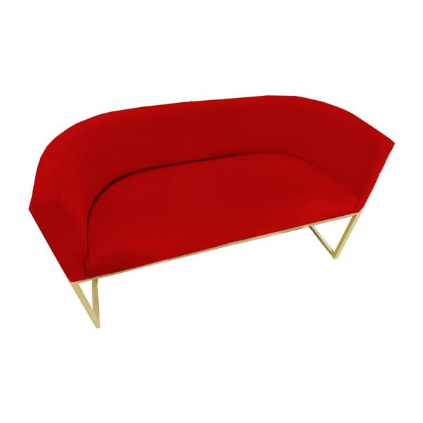 Imagem de Namoradeira Luana Suede Vermelho  Base Metálica Dourada - Belliv Decor