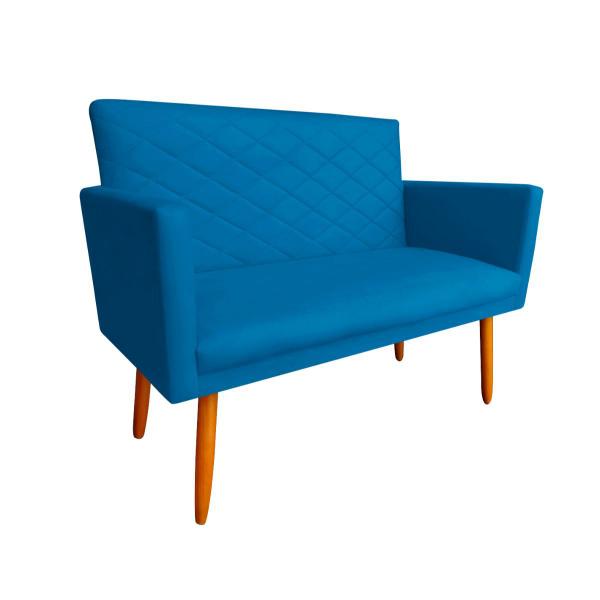 Imagem de Namoradeira Maitê Decorativa 2 Lugares Suede Azul Royal