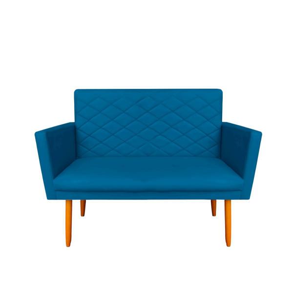 Imagem de Namoradeira Maitê Decorativa 2 Lugares Suede Azul Royal