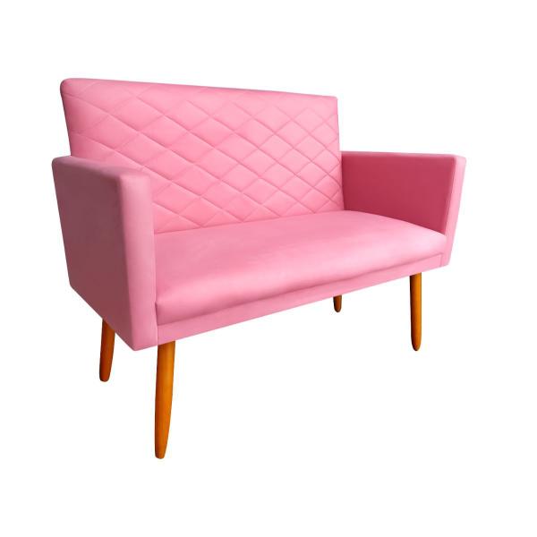 Imagem de Namoradeira Maitê Decorativa 2 Lugares Suede Rosa