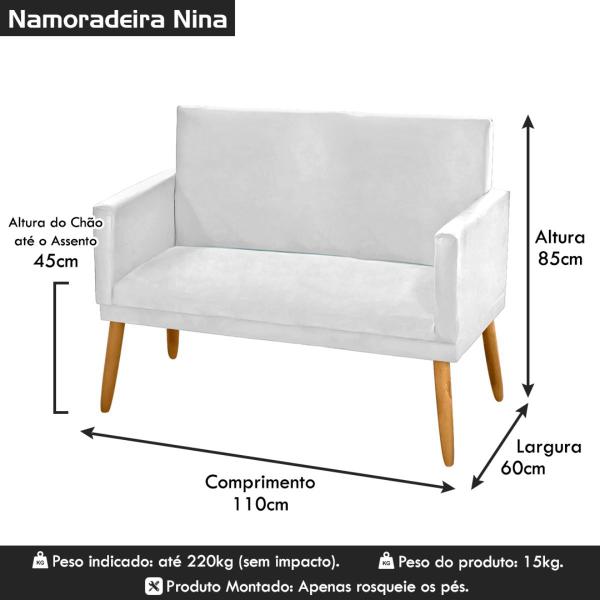 Imagem de Namoradeira Nina Decorativa 2 Lugares  Branco