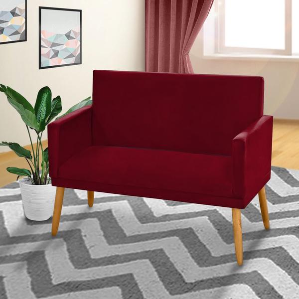 Imagem de  Namoradeira Nina Decorativa 2 Lugares Simples para Sala Recepção Suede  Bordô