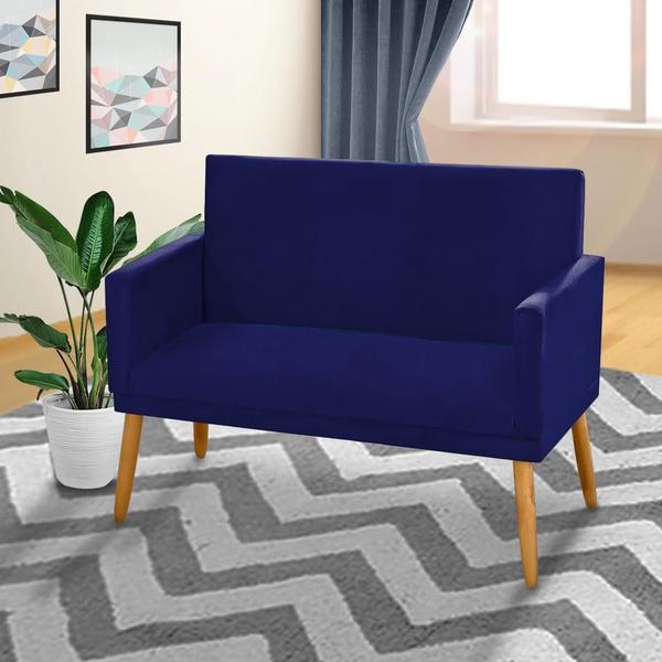 Imagem de Namoradeira Nina Decorativa 2 Lugares Suede Azul Marinho