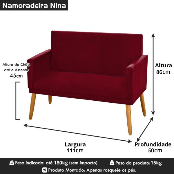 Imagem de Namoradeira Nina Decorativa 2 Lugares Suede Bordô