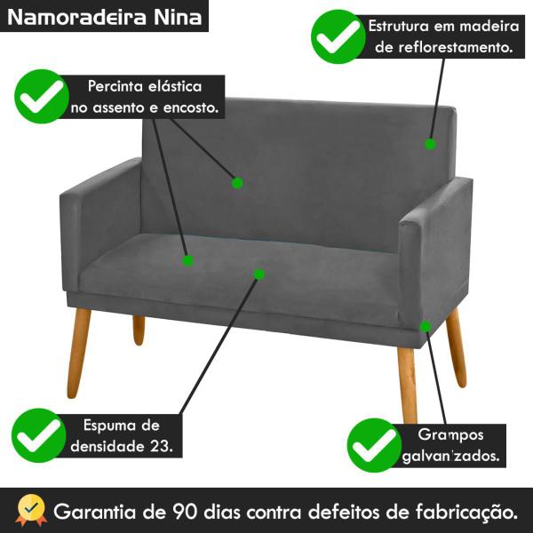 Imagem de Namoradeira Nina Decorativa 2 Lugares Suede Cinza Grafite